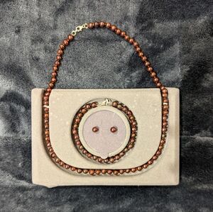 Necklace, Bracelet, earrings set metallic brown color